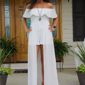 White Off-Shoulder Jumpsuit